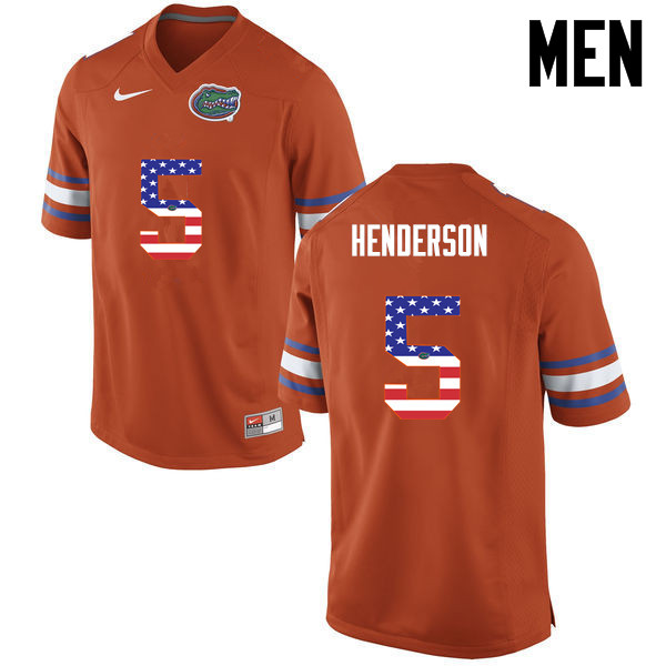 Men Florida Gators #5 CJ Henderson College Football USA Flag Fashion Jerseys-Orange